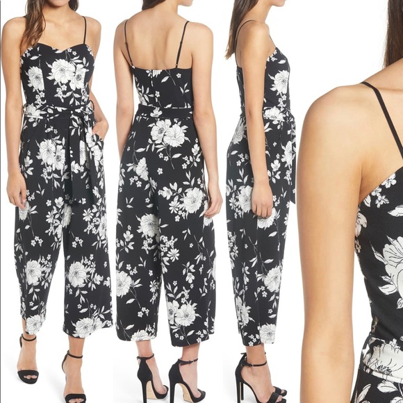 Love, Nickie Love Pants - Love, Nickie Love SM Black & White Floral Jumpsuit